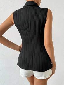 SHEIN Raffinéa Women's Mesh Contrast Front Zip Suit Vest - Black - View 2