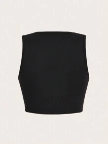 SHEIN Unity Camiseta De Tirantes Con Estampado De Mariposas Y Palabra En Inglés Para Mujer A La Moda - Negro - Ver 2