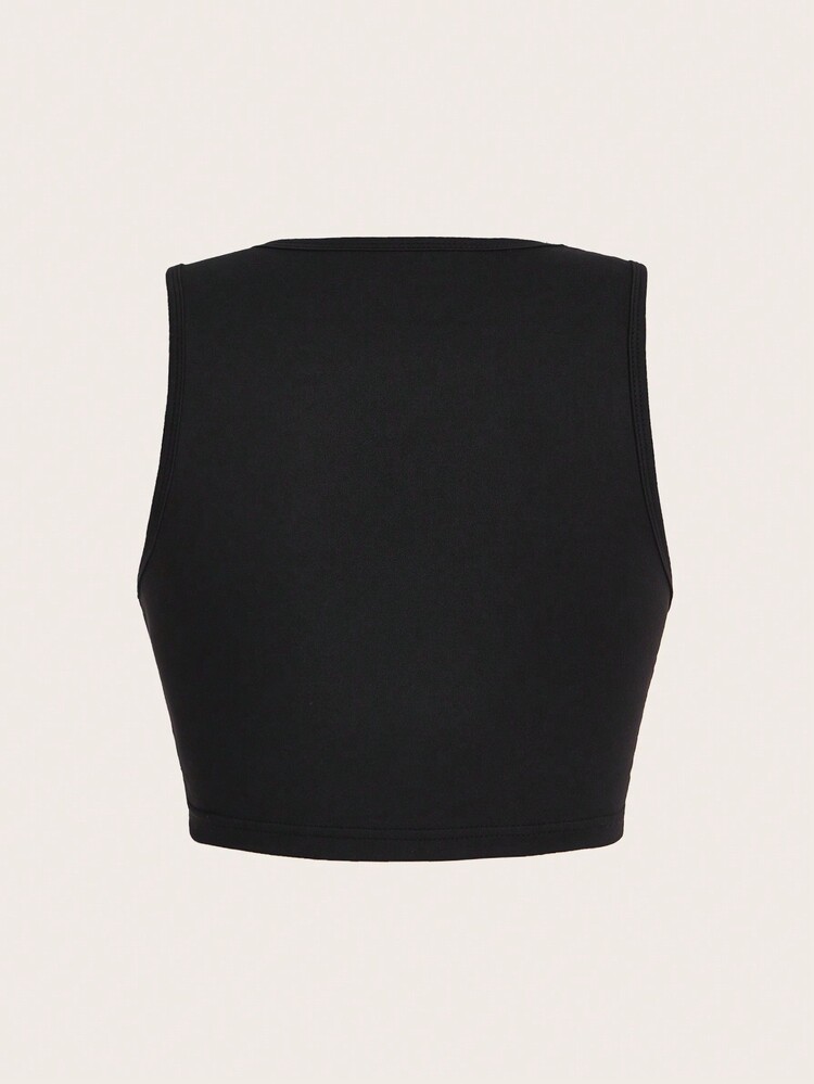 SHEIN Unity Ladies' Butterfly English Printed Tank Top - Black - View 2