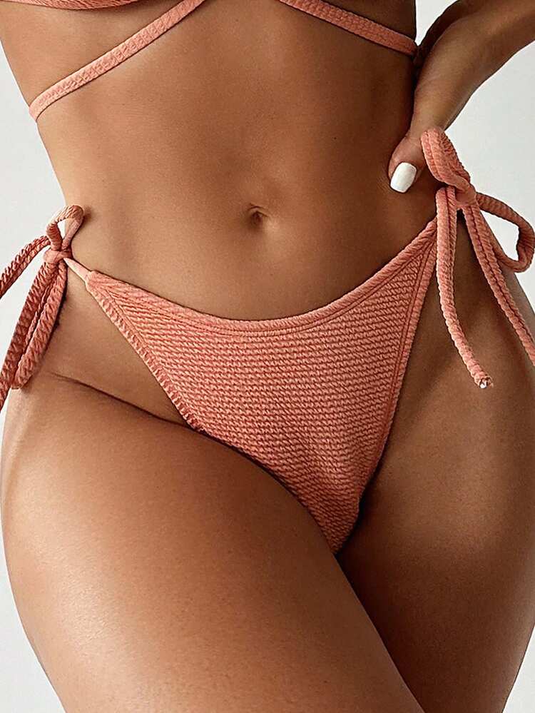 Women's Cutout Bandeau Top And Knotted Side Briefs Bikini Set Music Festival Summer