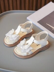 Fashionable Girls' Butterfly Flower Princess Flat Sandals - Beige - View 5