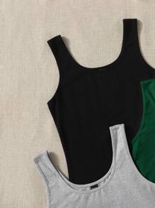 SHEIN EZwear Multicolor Women's Solid Color Tank Top For Summer