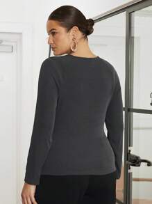 BizChic Plus Size Hollow Out Detail Long Sleeve T-Shirt