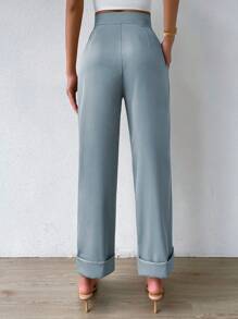 RosyDaze Pantalones Largos Plisados Y Con Bolsillos Para Mujeres