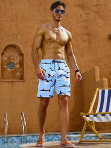 Manfinity Men's Shark Printed Beach Shorts - Blue - View 6