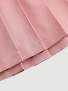 SHEIN MOD 女士純色休閒百褶裙 - 粉色 - 查看 3