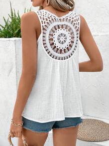 SHEIN Frenchy Bảng điều khiển móc Không lưng Áo không tay - trắng - Xem 2