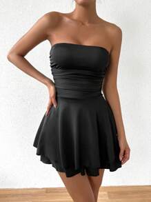 Relinas Strapless Flared Hem Dress