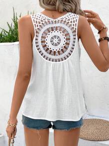 SHEIN Frenchy Bảng điều khiển móc Không lưng Áo không tay - trắng - Xem 3