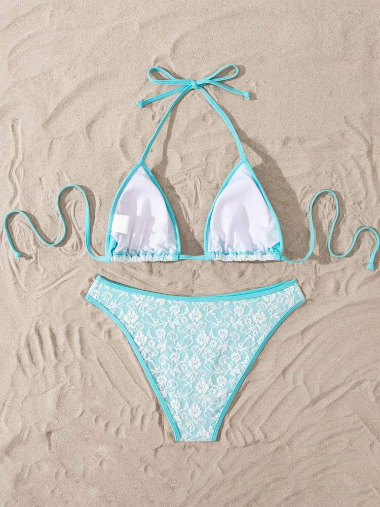 Summer Floral Lace Bikini Swimwear Set