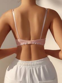 Moonlight&Mama 孕婦蕾絲拼接哺乳胸罩，適用於媽媽 - 珊瑚粉 - 查看 2