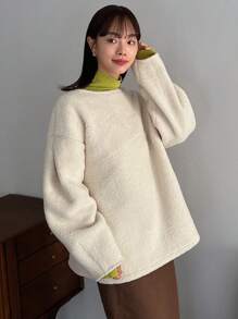 FRIFUL Ladies' Teddy Regular Fit Jacket With Knot Detail,Fall Women Clothes,Thermal Lined Women Coats