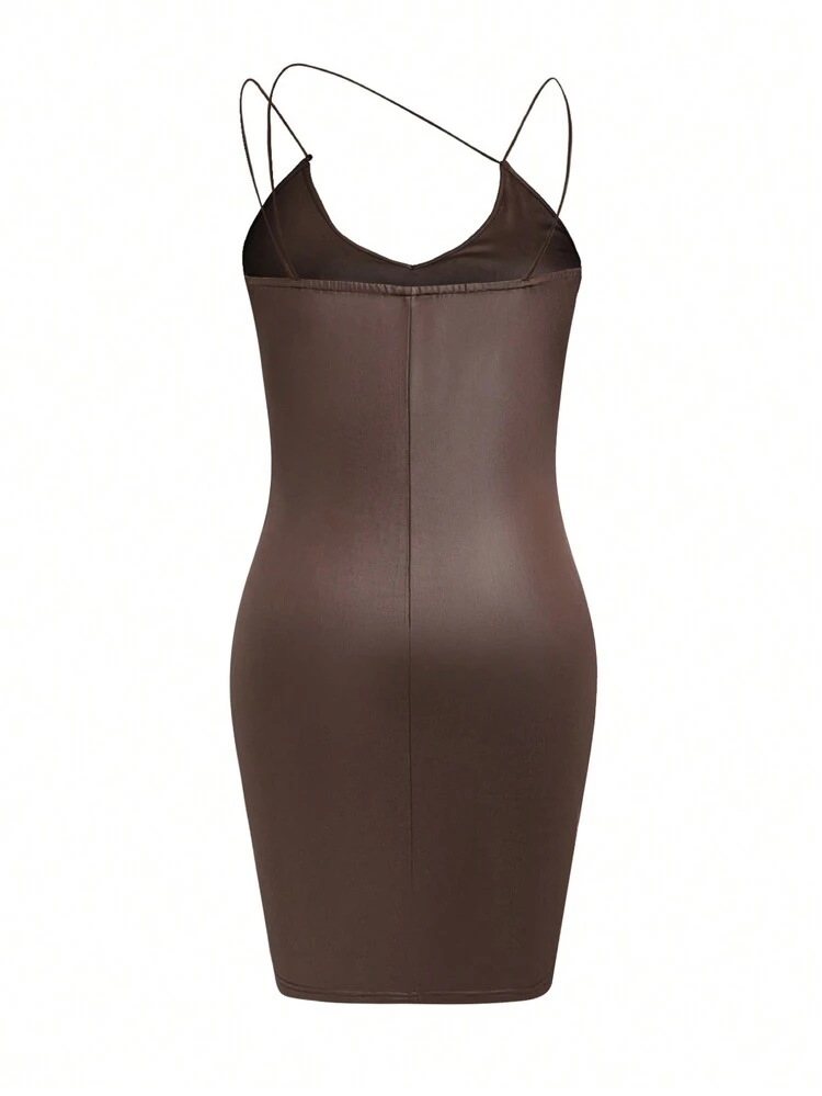 Women's Plus Size Asymmetrical Strap Dress