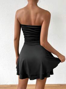 Relinas Strapless Flared Hem Dress