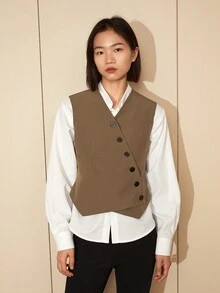 Women's Versatile Solid Color Long Sleeve Shirt For Commuting - White - View 7