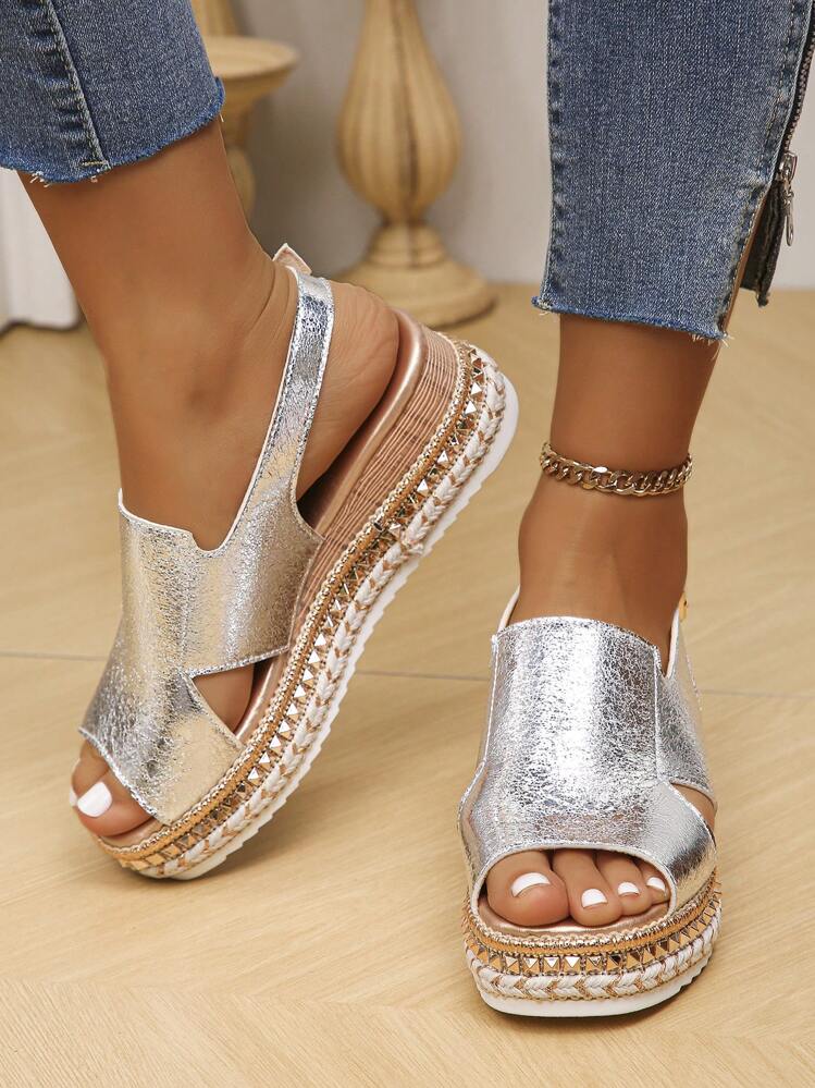 Summer Women s Wedge Sandals With Ankle Strap Matched With Dress New Arrival High Grade Feeling And Thick Bottom Roman Style Ladies Shoes SHEIN South Africa