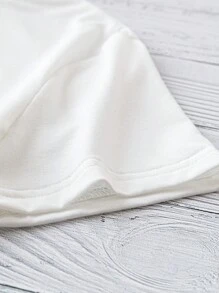 SHEIN LUNE Áo thun nữ cổ tròn tay ngắn, thiết kế tối giản, giản dị, in họa tiết "In My Preschool Era" cỡ lớn, phù hợp cho mùa hè - trắng - Xem 7