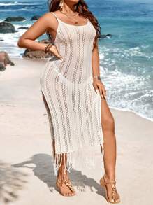 Breezaya Plus Size 1pc High Slit Hem Cami Sweater Dress