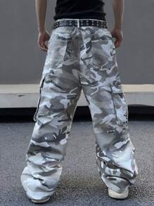 Manfinity EMRG Men's Camo Cargo Jeans With Pockets - Beige - View 7