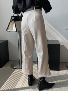 DAZY Women's Pleated Straight Leg Suit Pants - Apricot - View 2