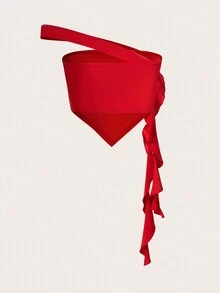 SHEIN ICON 女士夏季紅色不對稱單肩空心約會夜晚上衣 - 紅色 - 查看 2
