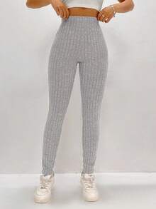 SHEIN Unity Kvinnors Enfärgad Räfflad Damasker