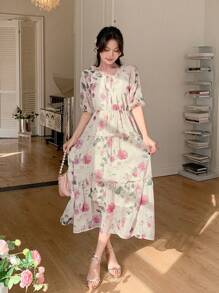 DAZY Women's Floral Printed Front Tie-Up Dress - Multicolor - View 5