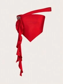 SHEIN ICON 女士夏季紅色不對稱單肩空心約會夜晚上衣 - 紅色 - 查看 1