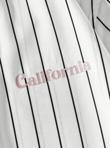 Manfinity VCAY 宽松男士大码条纹字母印花休闲短袖衬衫 - 彩色 - 查看 4