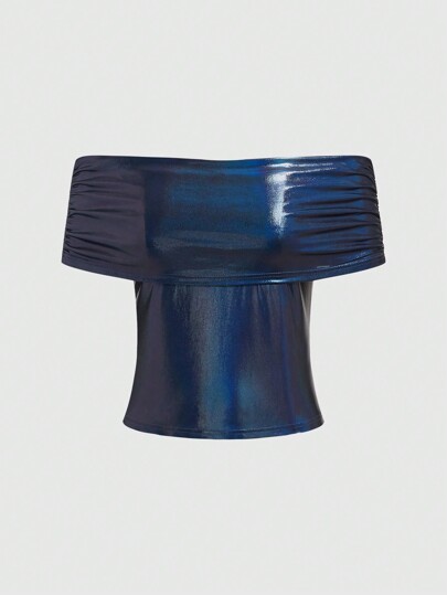 Street Life Top Femminile Sexy Aderente Fuori Spalla In Tessuto Laser