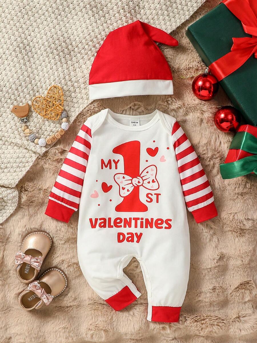 2024年新年嬰兒女裝跳躍衣,1歲新年印花,極簡休閒時尚,適用於秋冬季節 - 彩色 - 查看 1