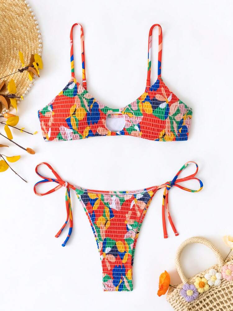 Summer Cutout Details, Knotted Side Bikini Set Carnival