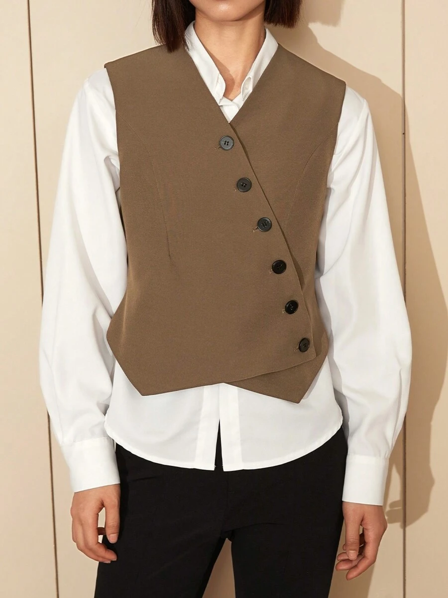 Women's Versatile Solid Color Long Sleeve Shirt For Commuting - White - View 1