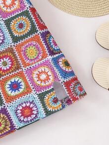 SHEIN Trẻ Cô gái Kiểm tra Vòng cổ Không tay Đầm giản dị , Phổ biến nhất Mùa hè Đối với Các hoạt động ngoài trời - Nhiều màu - Xem 4