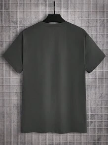 Manfinity LEGND Men's Deep Grey Virgin Mary Print Slim Fit Short Sleeve T-Shirt - Grey - View 4