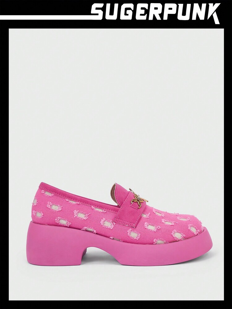 Sugerpunk Y2K Women's Pink Hollow Out Shoes Pink Shoes Valentines - Pink - View 5