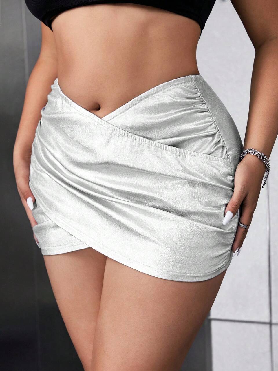 Plus Size Y2K Street Style Low Waist Elastic Valentine Sexy Skirt