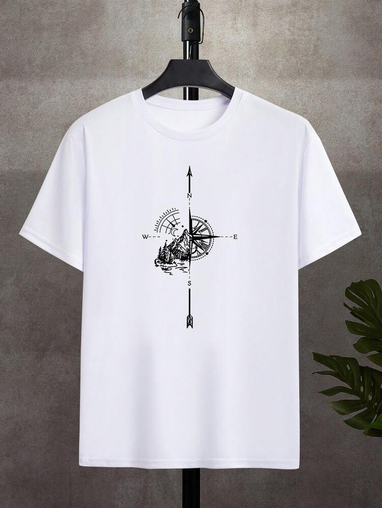 Manfinity Dauomo قميص رجالي مطبوع بأكمام قصيرة