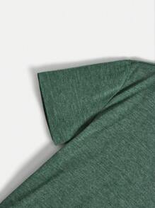 Tween Boy Casual Comfortable Round Neck Short Sleeve T-Shirt - Green - View 4