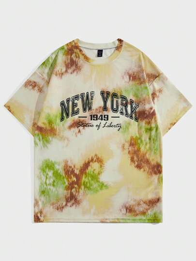 Prep تي شيرت تي شيرت رجالي من الشبك القابل للتنفس مزخرف بالطباعة الكاملة لشعار المدينة