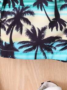 Baby Boy's Coconut Tree Print Top And Shorts Set
