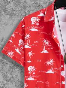 Manfinity RSRT Men's Tropical Print Shirt - Red - View 5