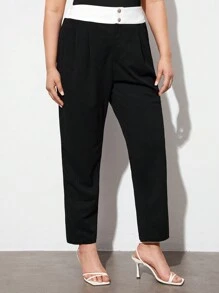 BizChic Pantalones De Traje Con Bloque De Color Para Mujeres De Talla Grande