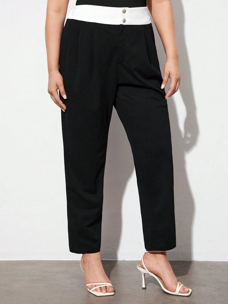 Plus Size Women's Color Block Suit Trousers