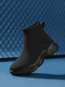 Children's Breathable High-Top Socks Sneakers For Outdoor Sports - Black - View 3