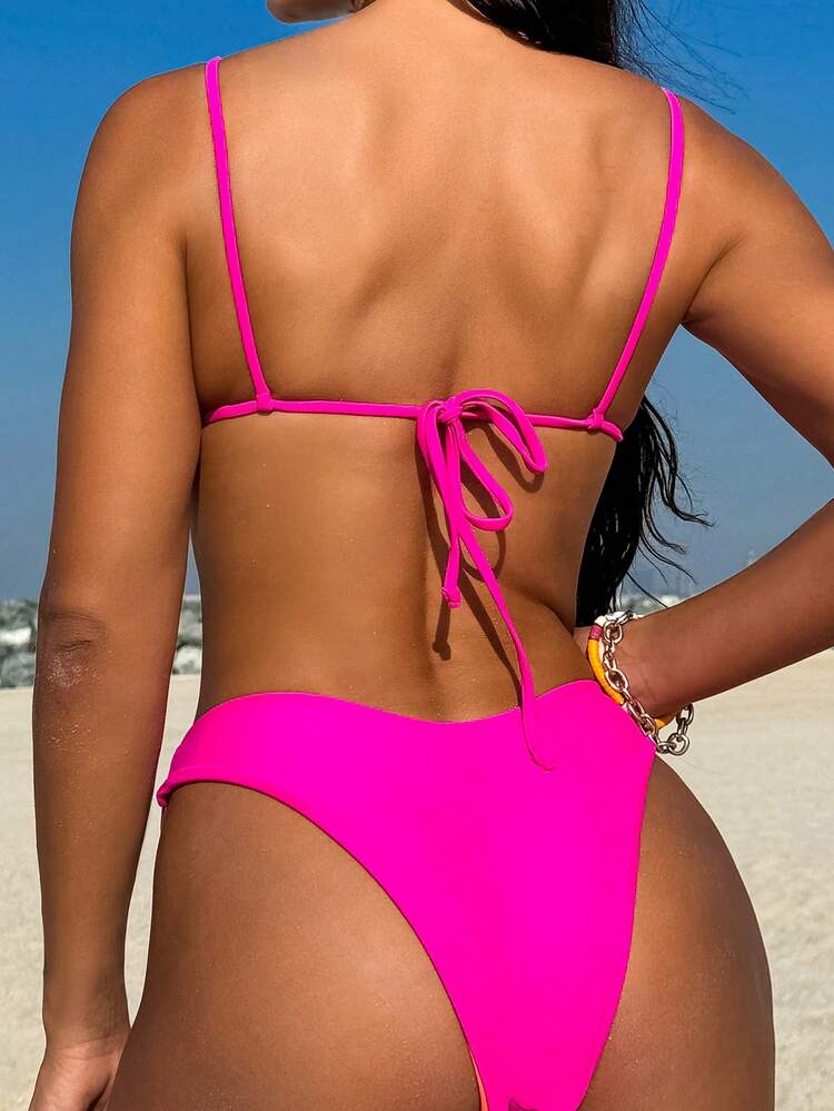 Ladies' Color Block Bikini Set With 2 Wearing Ways Carnival Summer Beach