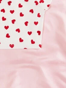 SHEIN EZwear 女款心形印花襪口短袖t卹 - 彩色 - 查看 3