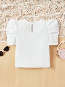 SHEIN Cămașă casual cu mâneci bufante pentru fetiță