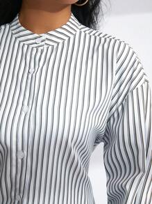 GENKIRA Women's Striped Long Sleeve Button Up Shirt Fall Cloth For Women - Black and White - View 5