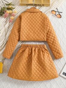 SHEIN Tween Girls' Solid Color 2-Piece Set - Brown - View 2